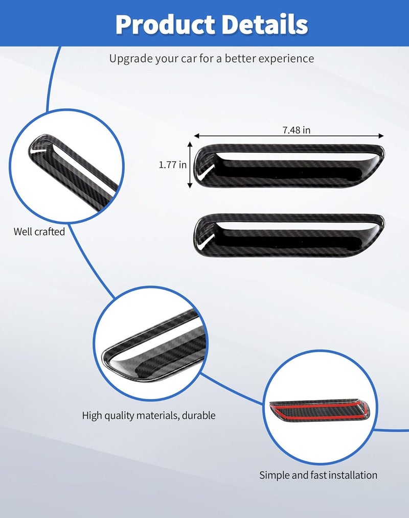DSWSQ 2pcs Hood Scoop Vent Cover Trim Bezel Ring Compatible with Dodge Challenger 2009 2010 2011 2012 2013 2014 Exterior Accessories, Carbon Fiber - Image 5